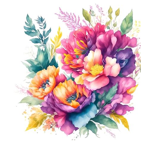 Premium Photo Vibrant Watercolor Floral Bouquets Vector Art