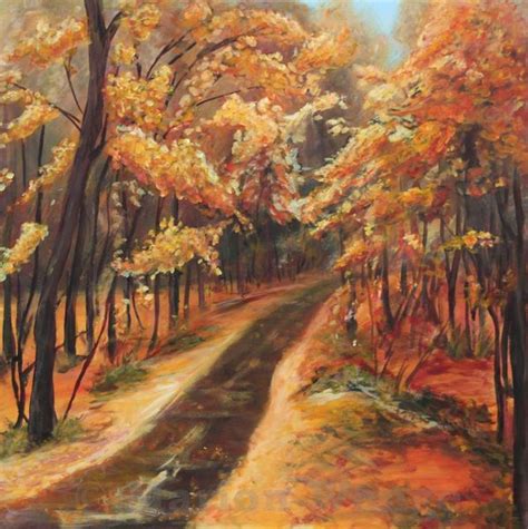 Herbst Weg Rot Baum Wald Von Infarbe Kunstnet