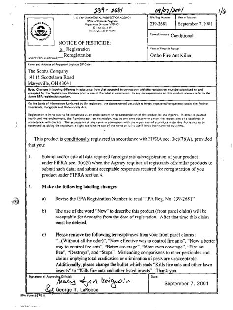 Fillable Online U S EPA Pesticide Product Label ORTHO FIRE ANT