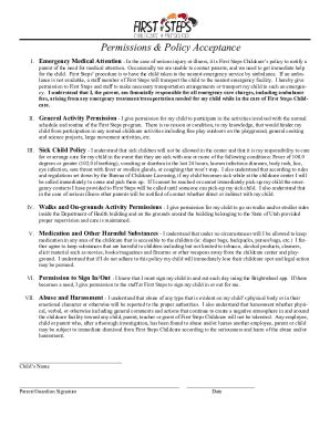 Fillable Online Permissions And Policy Acceptance Form Fax Email Print