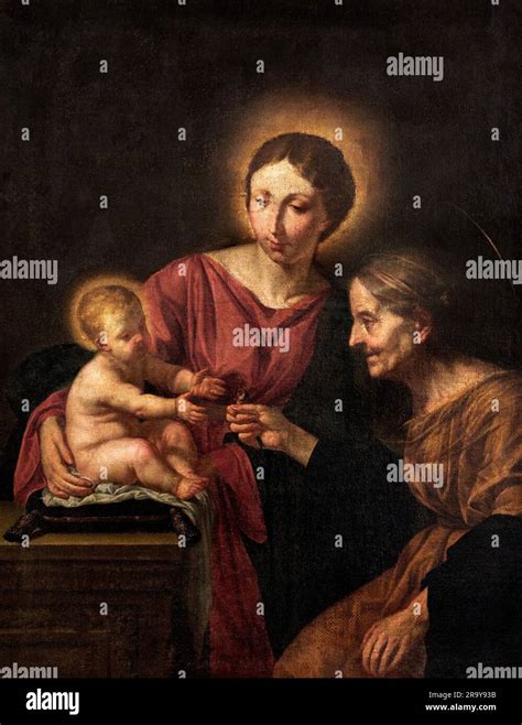 Madonna Col Bambino E S Anna Con Un Cardellino In Mano Olio Su Tela