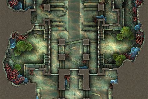 Infested Underwater Temple Ruins Free TTRPG Battlemap Adventure