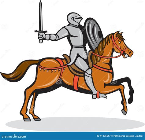 Knight Riding Horse Cartoon Stock Vector Illustration Of Fighter