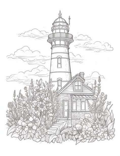 Printable Lighthouse Scene Coloring Pages For Adults Printable Pd