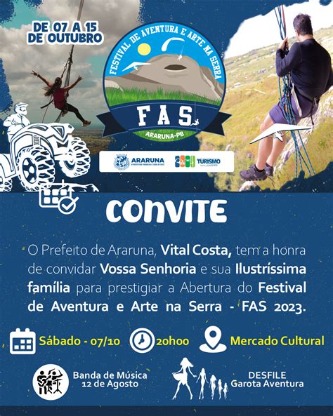 Prefeito Vital Costal convida população para abertura do FAS Festival