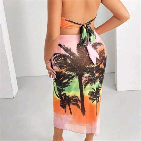 Shein Dresses Shein 2xl Tropical Print Tube Top And Skirt Poshmark