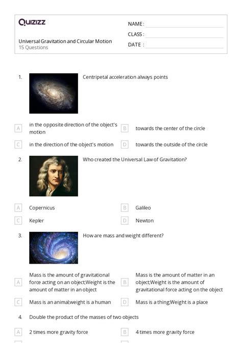 50 Centripetal Force And Gravitation Worksheets On Quizizz Free