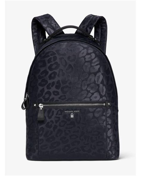 Michael Kors Synthetic Kelsey Large Leopard Nylon Backpack In Blue Lyst