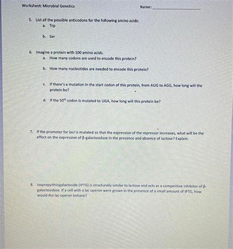 Solved 5. List all the possible anticodons for the following | Chegg.com