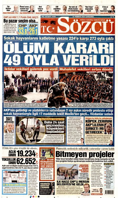 Sözcü Gazetesi Sözcü Manşet Oku Haberler 31 Temmuz 2024