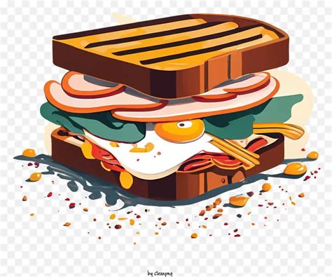 Sandwich With Egg - Egg, lettuce, ham sandwich with fries and ... - Clip Art Library