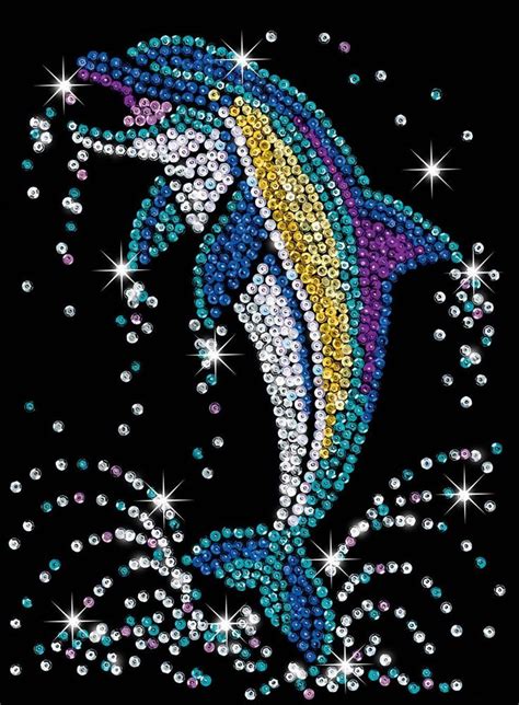 Sequin Art Blue Dolphin Sparkling Arts And Crafts Picture Kit