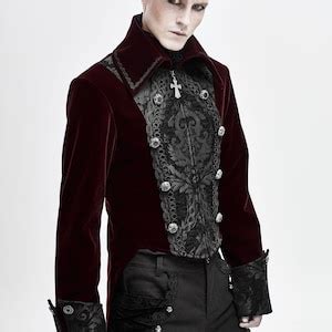 Men S Tailcoat Red Velvet Goth Steampunk Aristocrat Regency Fashion