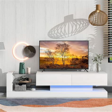 Amazon BAMACAR White TV Stand For 80 75 75 70 Inch TV White TV