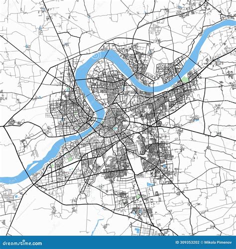 Map of the city of Surat. stock illustration. Illustration of font ...