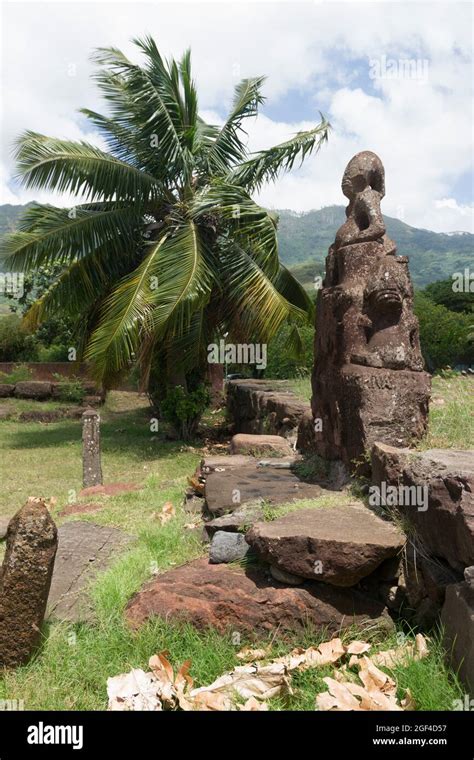 Tiki Stone Sculpture Site Of Temehea Site For Art Renewal Of The