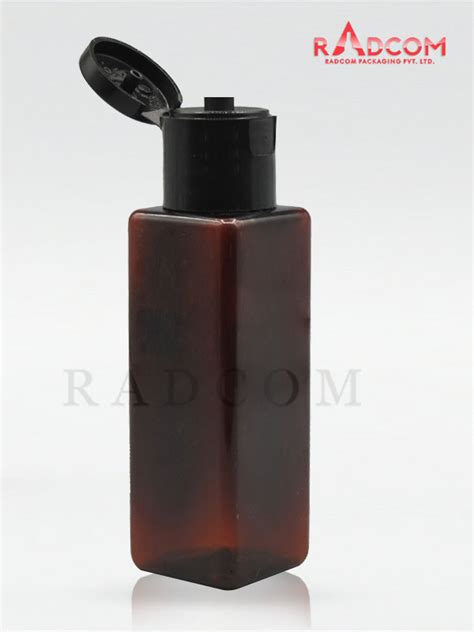 Ml Amber Square Pet Bottle With Black Flip Top