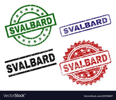 Damaged Textured Svalbard Stamp Seals Royalty Free Vector