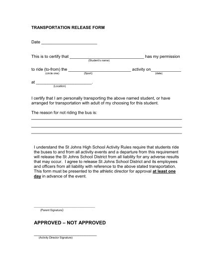 18 Transportation Permission Form Free To Edit Download And Print Cocodoc