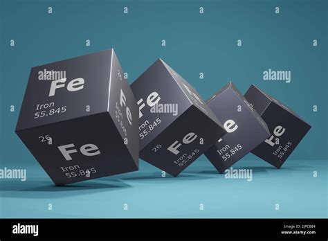 3d Rendering Of Iron Chemical Element Of The Periodic Table Education