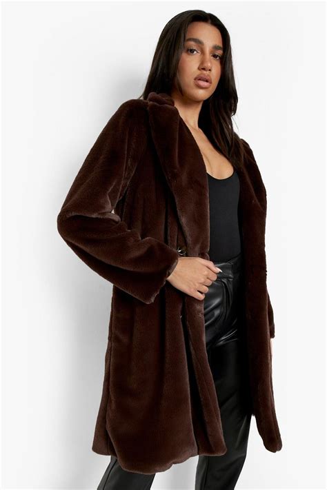 Faux Fur Double Breasted Coat Boohoo