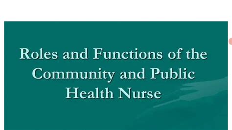 Roles And Functions Of Community Health Nursing Youtube