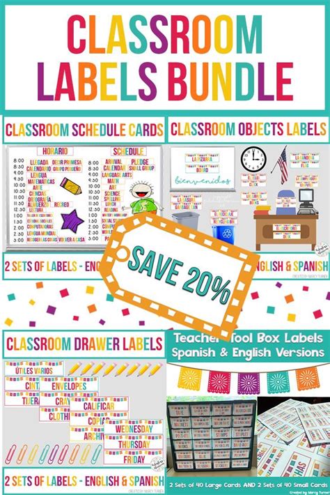 Dual Language Bilingual Classroom Labels Spanishenglish Bundle