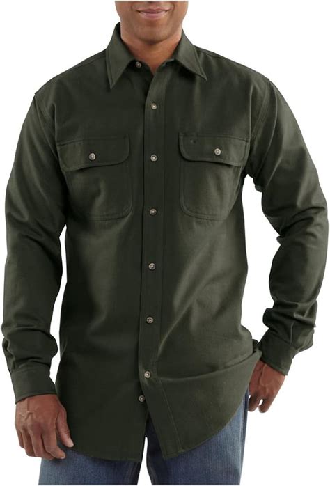 Carhartt Mens Heavyweight Solid Flannel Shirt Button Down Shirts Clothing