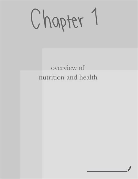 Chapter 1 Overview Of Nutrition And Health Lecture Notes Overview Of