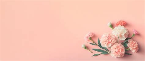 Premium Photo Carnation Bouquet On Pastel Pink Background With Copy