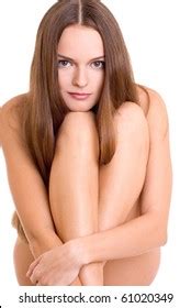 Naked Woman Sitting On White Background Stock Photo 61020349 Shutterstock