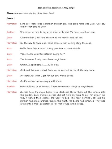 Jack And The Beanstalk Play Script Pdf Jack And The Beanstalk Leisure