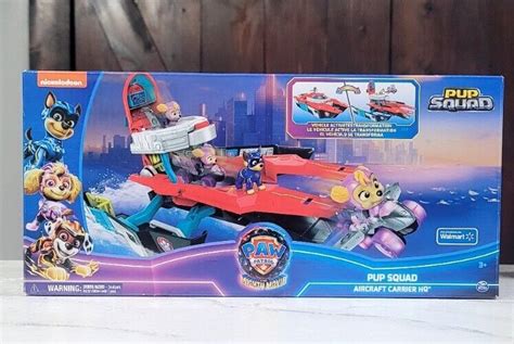 Paw Patrol The Mighty Movie Pup Squad Aircraft Carrier Hq New 2023