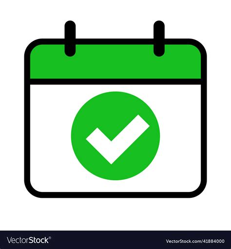 A Check Mark Icon On The Calendar Royalty Free Vector Image