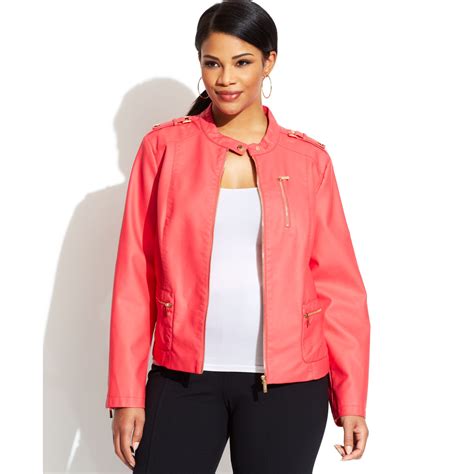 Lyst Calvin Klein Plus Size Fauxleather Moto Jacket In Pink