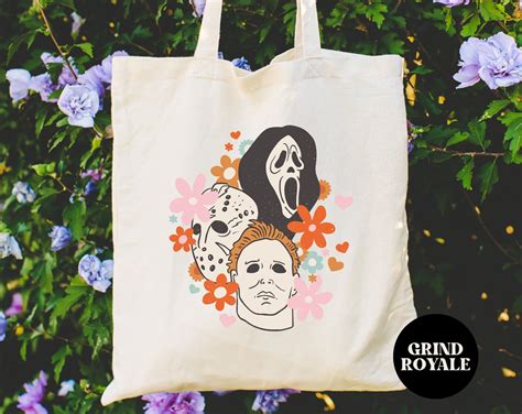 Horror Movie Killers Canvas Tote Bag Horror Tote Bag Halloween Spooky