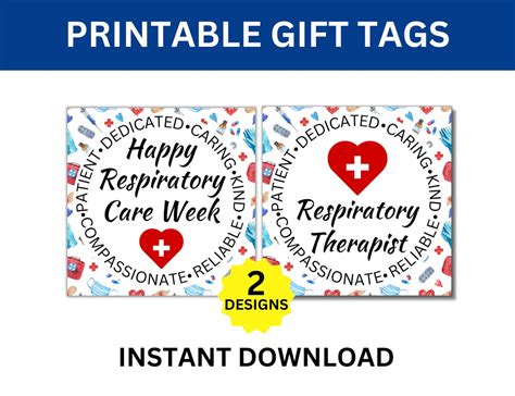 Respiratory Care Week Printable Gift Tags Happy Respiratory Therapist