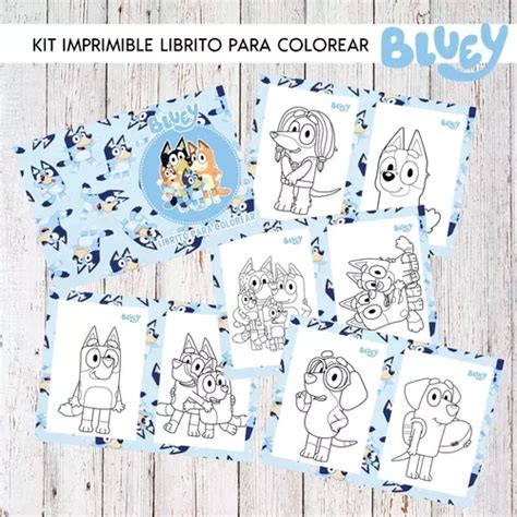 Kit Imprimible Librito Para Colorear Bluey