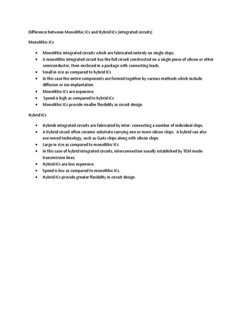 Difference Between Monolithic ICs and Hybrid ICs | PDF | Integrated ...