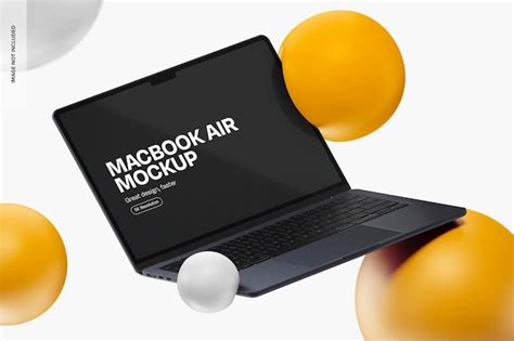 Premium Psd Macbook Air With Geometric Shapes Mockup