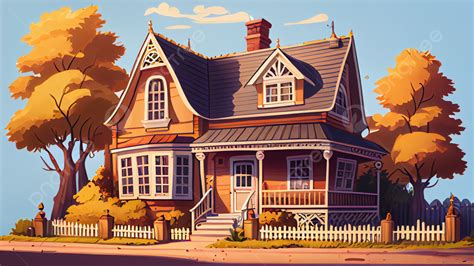 House Villa Cartoon Background, House, Villa, Decorative Pattern ...