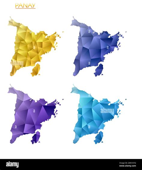 Set Of Vector Polygonal Maps Of Panay Bright Gradient Map Of Island In