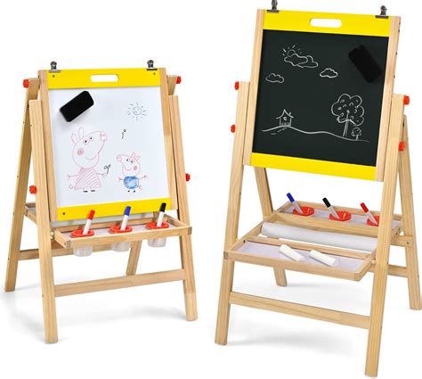 COSTWAY 3 In 1 Lavagna Magnetica Per Bambini Cavalletto Da Pittura