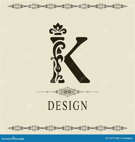 Elegant Capital Letter K Graceful Royal Style Calligraphic Beautiful