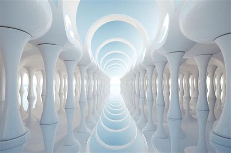 Premium AI Image Surreal Abstract Tunnel With Floating Geometric