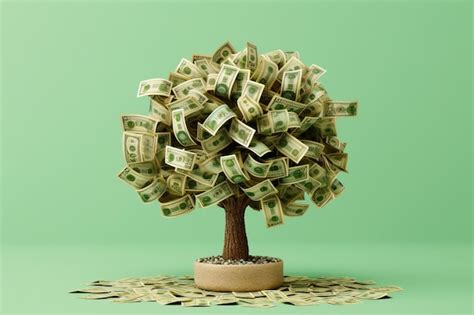 Premium Ai Image Money Tree With Dollars Instead Of Leaves On A Lightgreen Empty Background Ai