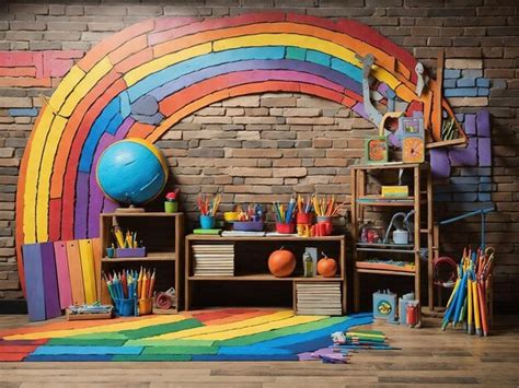 Premium Photo Colorful School Classroom Backdrop Design