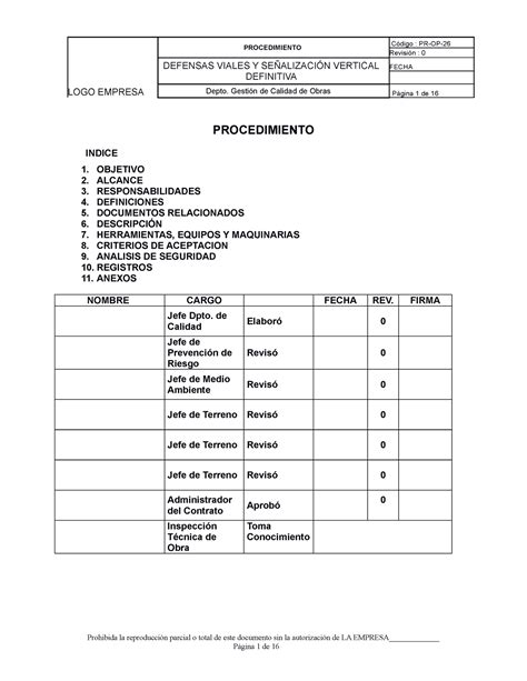 PTS Procedimiento Defensas Viales Y Señalizacion Vertical Definitiva