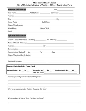 Fillable Online Sacredheartflorissant Rcia Registration Form Sacred