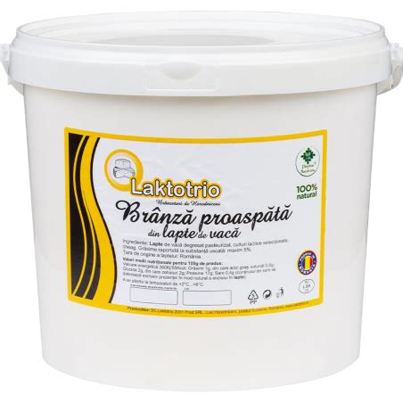 Branza Proaspata Din Lapte De Vaca Galeata 5 Kg Laktotrio Produs In